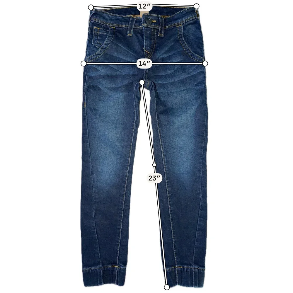 True Religion Kids Blue Denim Jogger Jeans Indigo Wash Horseshoe Pocket 8 A1